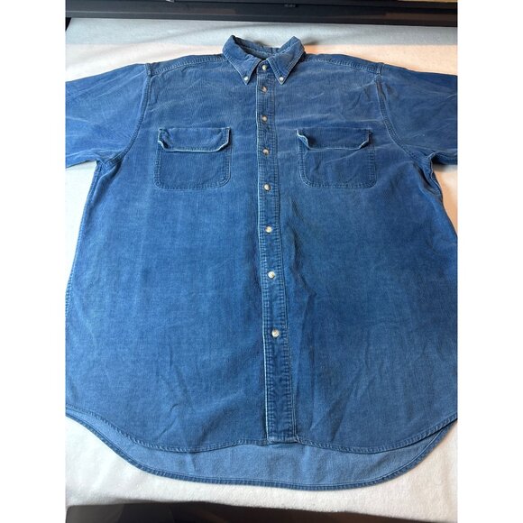 Vintage Eddie Baver Blue Corduroy Button-Down Shirt With Pockets For Men large s - Picture 1 of 12